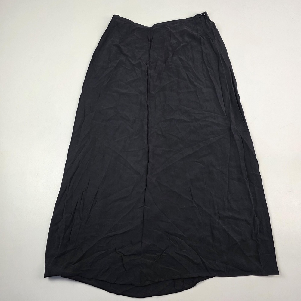 VTG Y2K Dana B. And Karen Skirt Womens 12 Black Silk Maxi A-Line  Side Zip